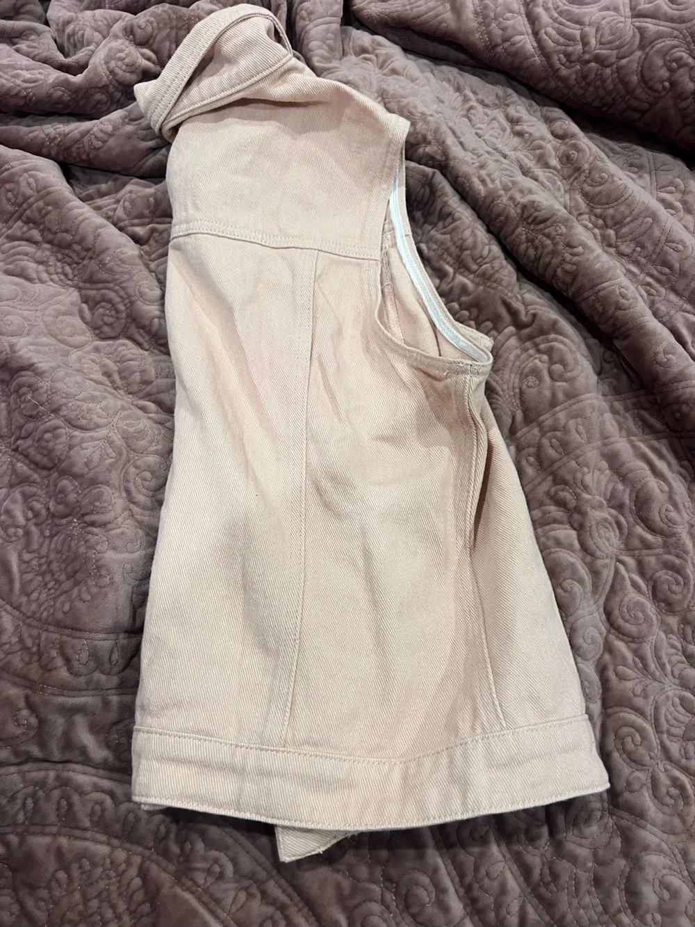 Allegra light pale salmon pink denim vest
